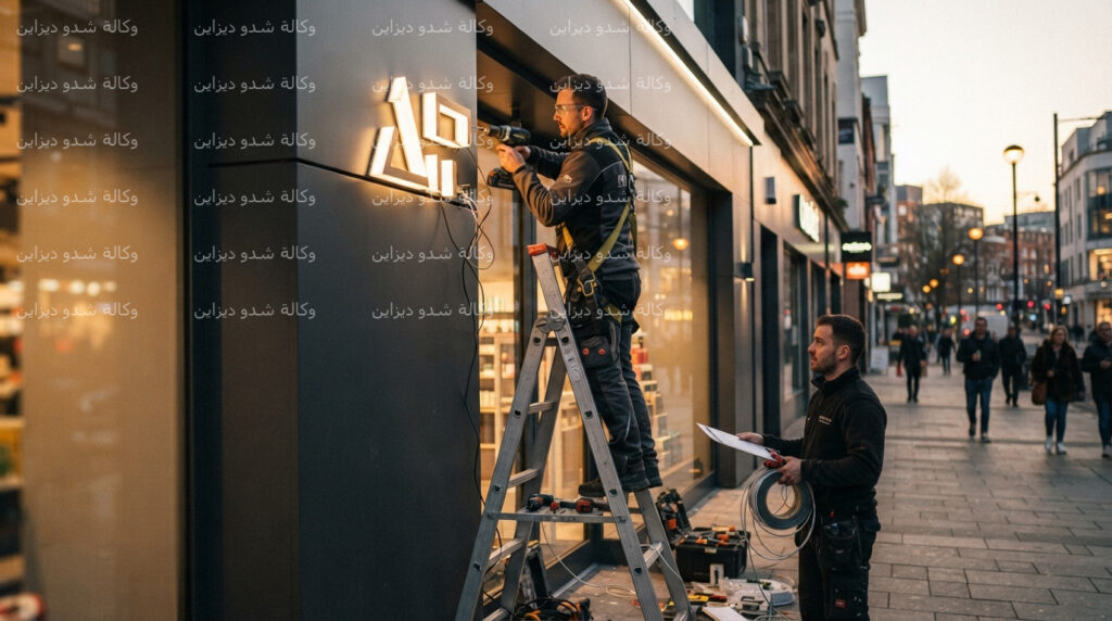 تصميم لوحات محلات تجارية: خيارات الخامات وحساب التكلفة